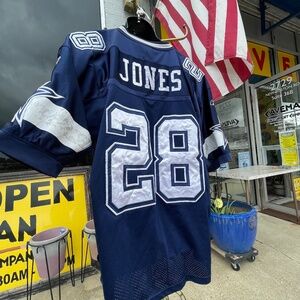 Men's Size 50 Authentic Reebok NFL Dallas Cowboys Navy Felix Jones #28 Jersey